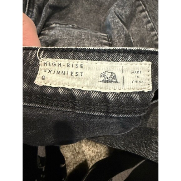 Black Stone Washed Skinny High Rise Jeans Bullhead Size 0 - Picture 7 of 8